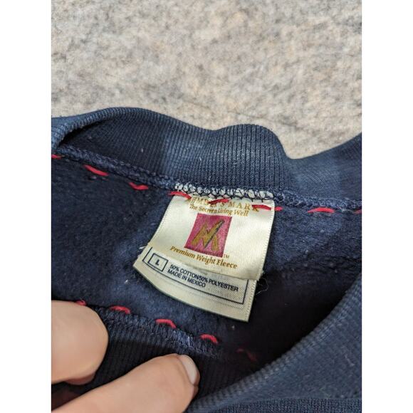 Vintage Crewneck Navy Large Sweatshirt Patchwork Lighthouse Coastal Grandma - Picture 3 of 8